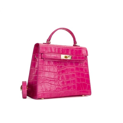Poseta Piele Thea Croco - FUCSIA