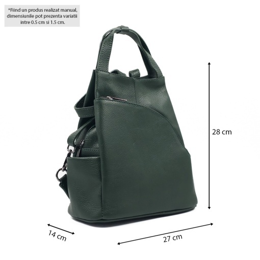 Rucsac Piele Charlene - VERDE INCHIS - Img 5