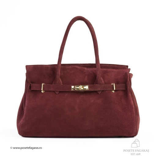 Poseta Celina - Piele Intoarsa BORDO - Img 2