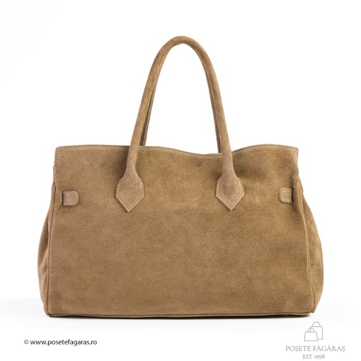 Poseta Celina - Piele Intoarsa TAUPE - DESCHIS - Img 3