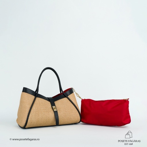 Poseta Lima - Piele &amp; Rafie - NEGRU - Img 4
