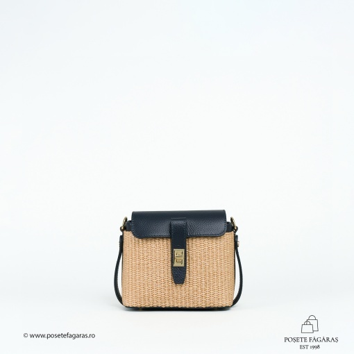 Poseta Linda - Piele &amp; Rafie - BLEUMARIN - Img 2