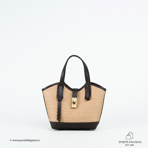 Poseta Loren - Piele &amp; Rafie - MARO-INCHIS - Img 2
