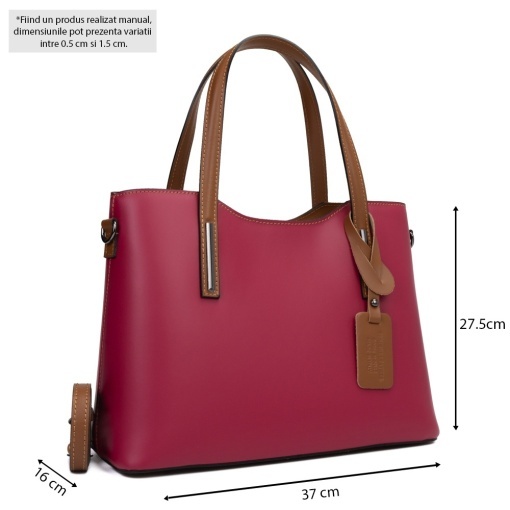 Poseta Piele Michelle - FUCSIA DESCHIS-CONIAC - Img 5
