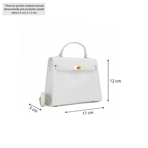 Poseta Piele Thea Croco Baby - ALB-SIMPLU - Img 5