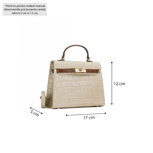 Poseta Piele Thea Croco Baby - BEJ-CONIAC - Img 5