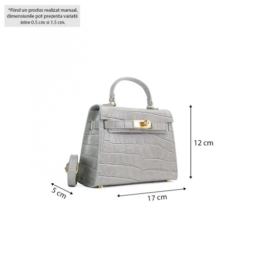 Poseta Piele Thea Croco Baby - GRI - Img 5