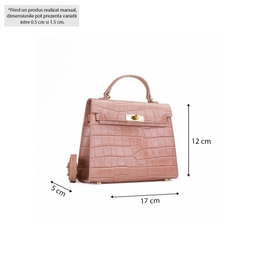 Poseta Piele Thea Croco Baby - PIERSICA - Img 5