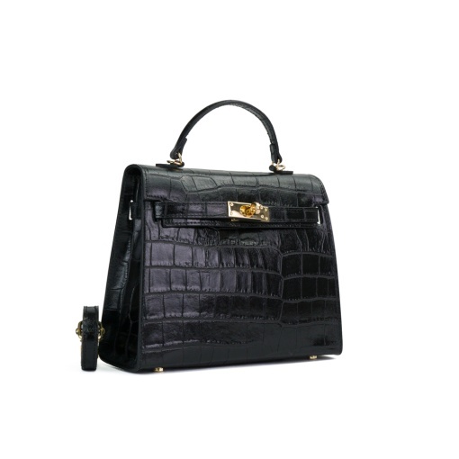 Poseta Piele Thea Croco - NEGRU