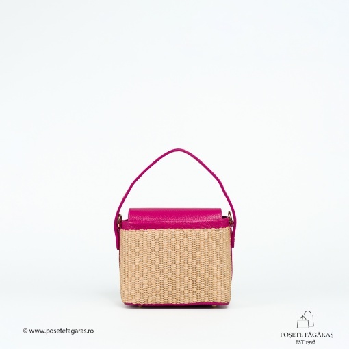 Poseta Linda - Piele &amp; Rafie - FUCSIA - Img 3