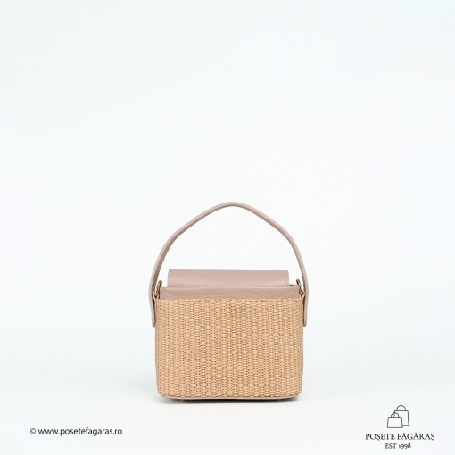 Poseta Linda - Piele &amp; Rafie - ROZ-PUDRA - Img 3