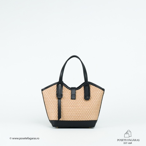Poseta Loren - Piele &amp; Rafie - NEGRU - Img 3