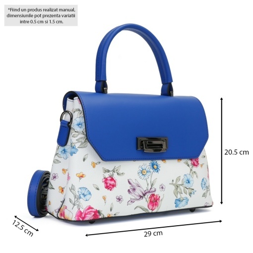 Poseta Piele Alana - FLORAL-ALBASTRU - Img 5