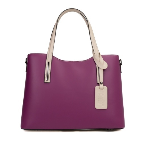 Poseta Piele Michelle - FUCSIA-BEJ - Img 2