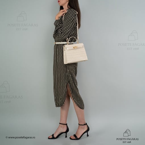 Poseta Piele Thea Croco Mini - BLEU - Img 8