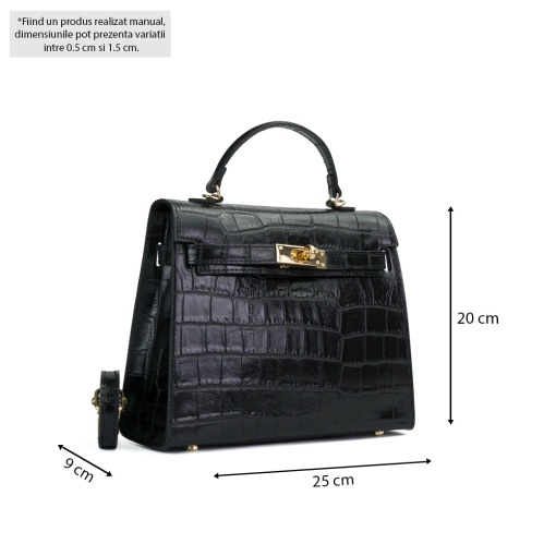 Poseta Piele Thea Croco - NEGRU - Img 5