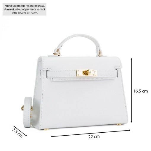 Poseta Piele Thea Slim Mini - ALB-SIMPLU - Img 5