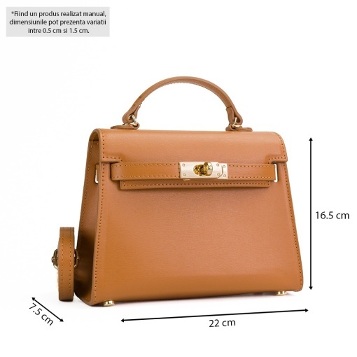 Poseta Piele Thea Slim Mini - CAMEL - Img 5