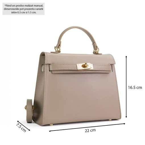 Poseta Piele Thea Slim Mini - CREM - Img 5