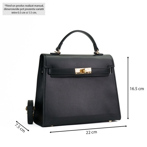 Poseta Piele Thea Slim Mini - NEGRU - Img 5
