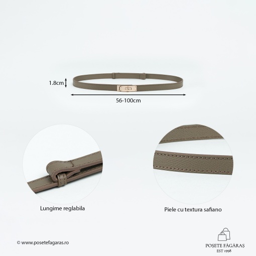 Curea Piele Safiano - TAUPE - Img 2