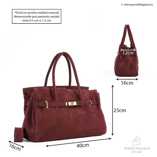 Poseta Celina - Piele Intoarsa BORDO - Img 5