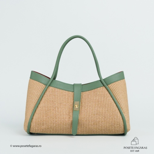 Poseta Lima - Piele &amp; Rafie - MENTA - Img 2