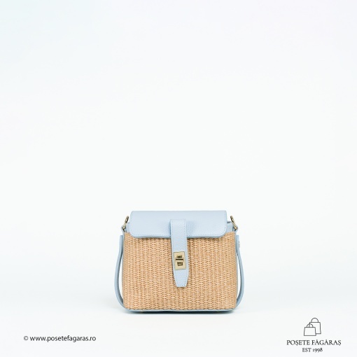 Poseta Linda - Piele &amp; Rafie - BLEU - Img 2
