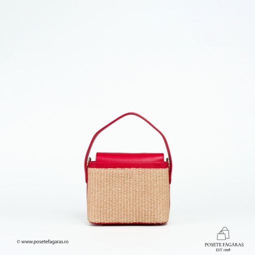 Poseta Linda - Piele &amp; Rafie - ROSU - Img 2