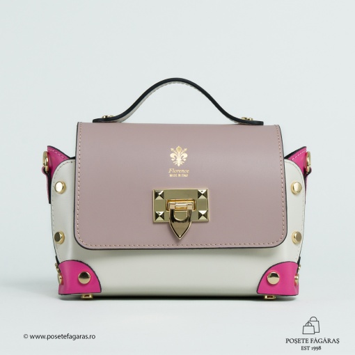 Poseta Piele Natalia - GREJ-FUCSIA - Img 2