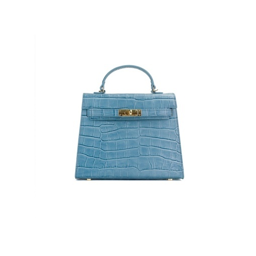 Poseta Piele Thea Croco Baby - BLEU - Img 2