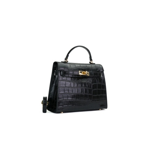 Poseta Piele Thea Croco Baby - NEGRU