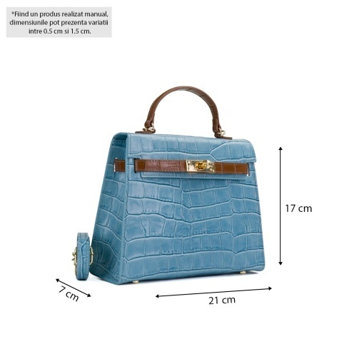 Poseta Piele Thea Croco Mini - BLEU-CONIAC - Img 5