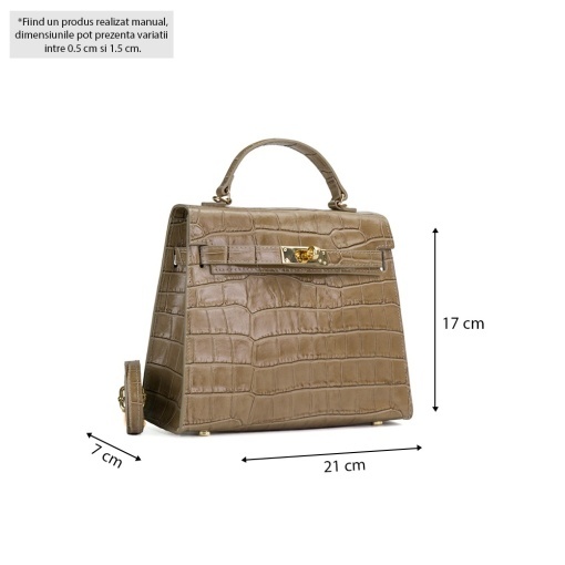 Poseta Piele Thea Croco Mini - CREM - Img 5