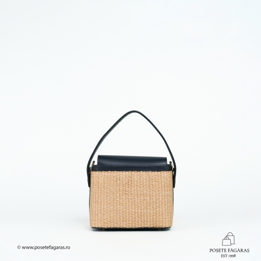 Poseta Linda - Piele &amp; Rafie - BLEUMARIN - Img 3