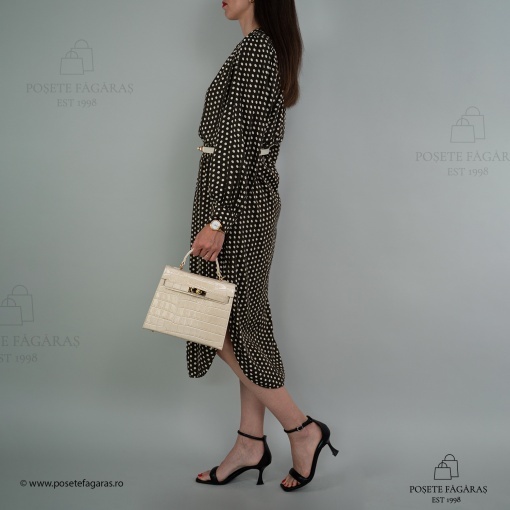 Poseta Piele Thea Croco Mini - ROZ-BOMBON - Img 7
