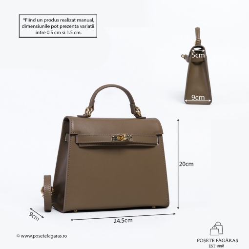 Poseta Piele Thea Slim - TAUPE - Img 5