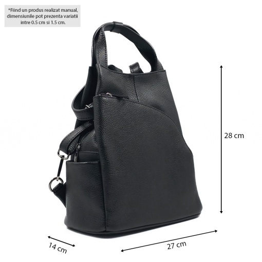 Rucsac Piele Charlene - NEGRU - Img 4