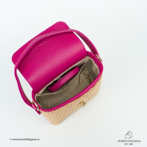 Poseta Linda - Piele &amp; Rafie - FUCSIA - Img 4