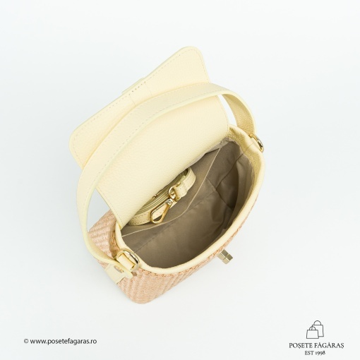 Poseta Linda - Piele &amp; Rafie - GALBEN - Img 4