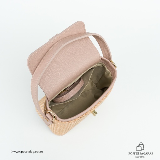 Poseta Linda - Piele &amp; Rafie - ROZ-PUDRA - Img 4