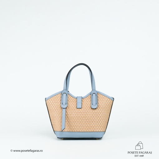 Poseta Loren - Piele &amp; Rafie - BLEU - Img 3