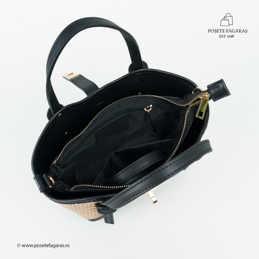 Poseta Loren - Piele &amp; Rafie - NEGRU - Img 4