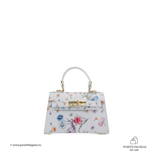 Poseta Piele Thea Baby - FLORAL-ALB - Img 2