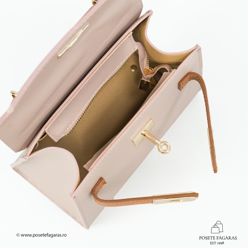 Poseta Piele Thea Safiano - ROZ PUDRA - CONIAC - Img 4