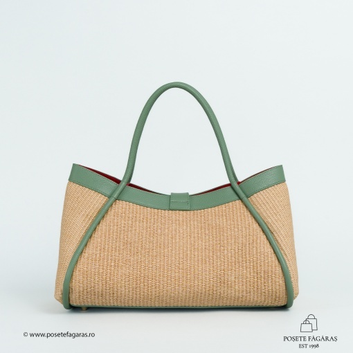 Poseta Lima - Piele &amp; Rafie - MENTA - Img 3