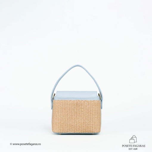 Poseta Linda - Piele &amp; Rafie - BLEU - Img 3