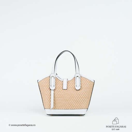 Poseta Loren - Piele &amp; Rafie - ALB-SIMPLU - Img 3