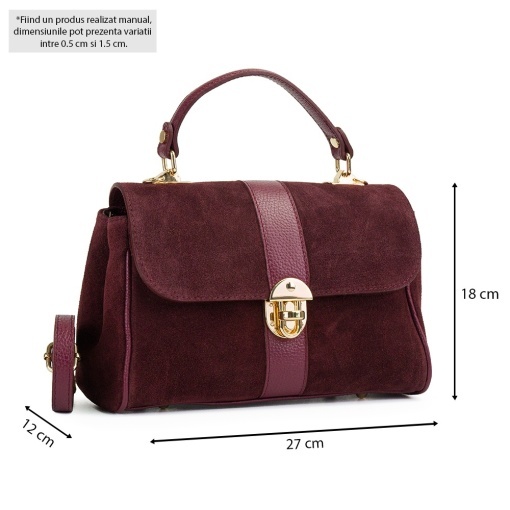 Poseta Piele Intoarsa Giulia - BORDO - Img 5