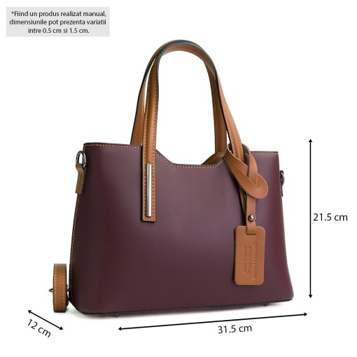 Poseta Piele Mini Michelle - BORDO-CONIAC - Img 5
